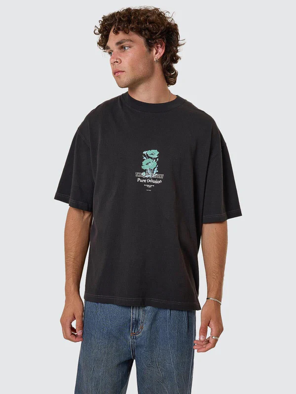 Camiseta Thrills Pure Delusion Box Oversize Cropped Faded Black – foto 7
