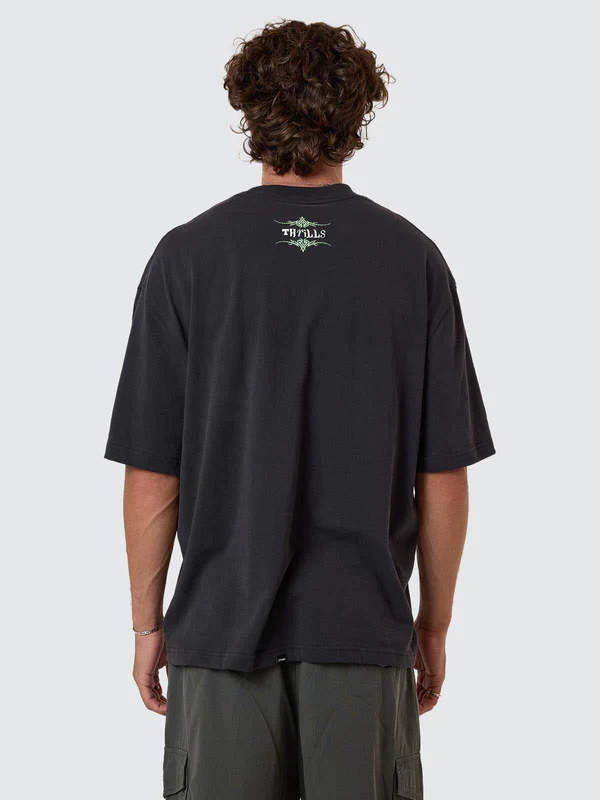 Camiseta Thrills Transmission Box Oversize Cropped Washed Black – foto 2