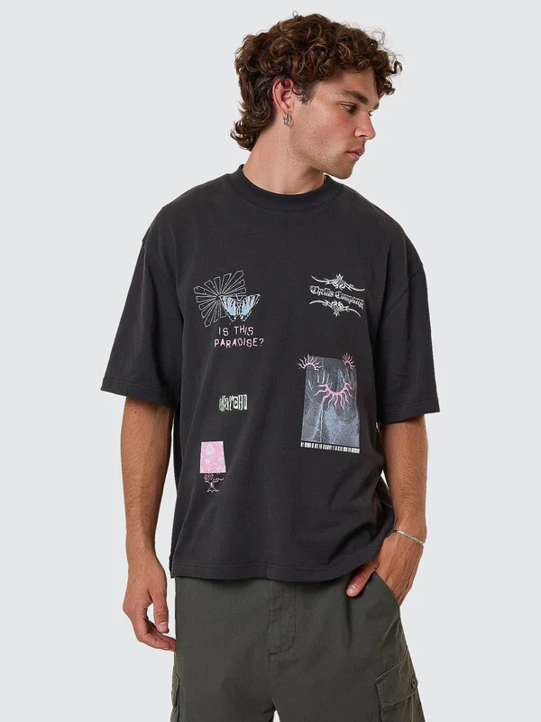 Camiseta Thrills Transmission Box Oversize Cropped Washed Black – foto 7
