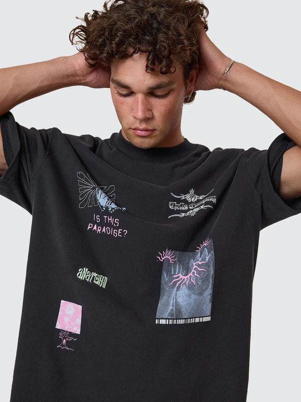 Camiseta Thrills Transmission Box Oversize Cropped Washed Black – foto 8