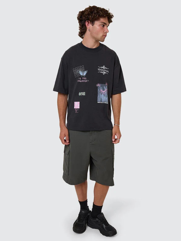 Camiseta Thrills Transmission Box Oversize Cropped Washed Black – foto 9