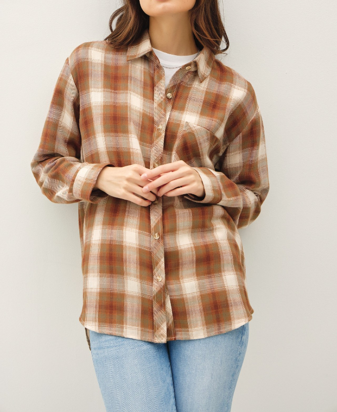 Blusa Oversized Flannel Plaid Brown