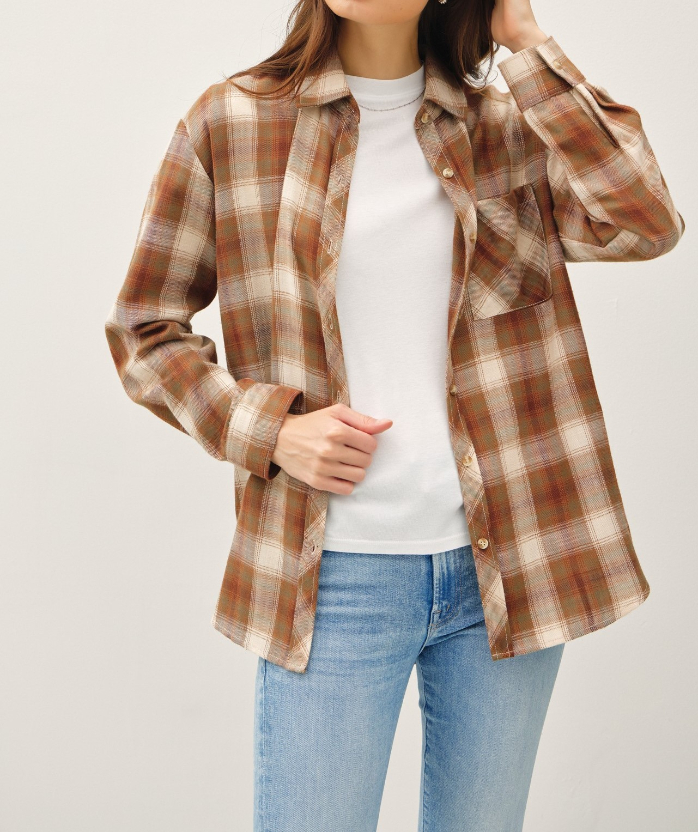 Blusa Oversized Flannel Plaid Brown