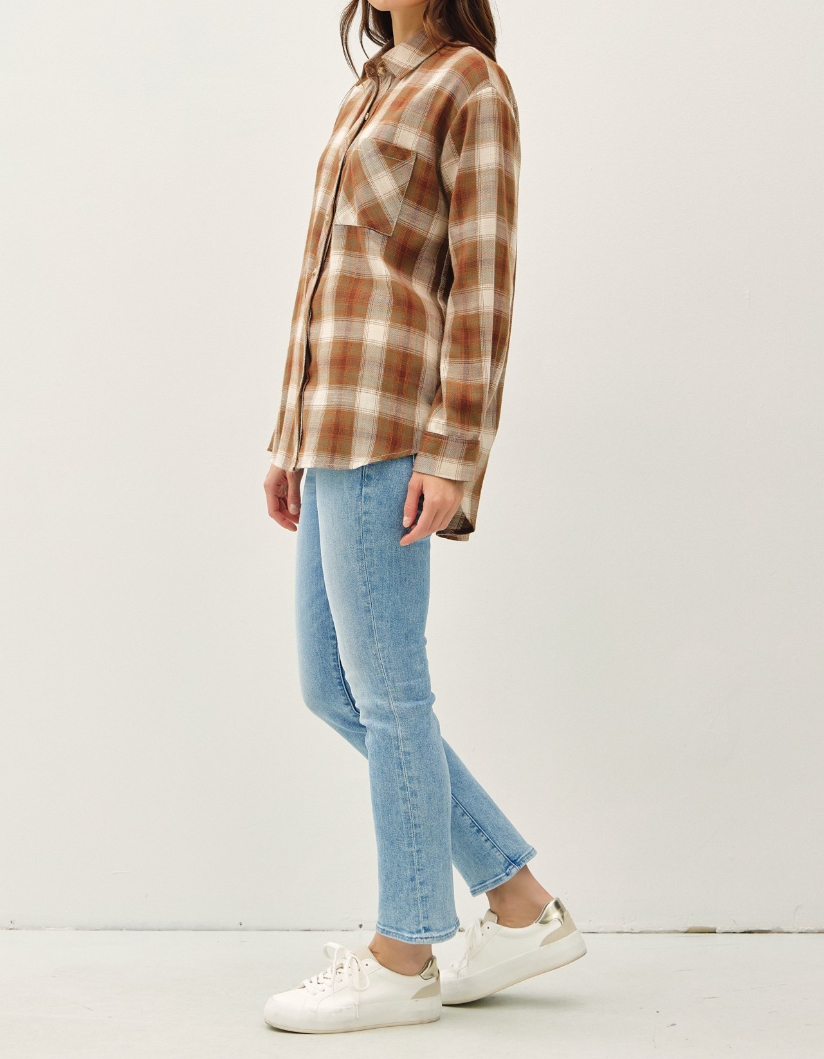 Blusa Oversized Flannel Plaid Brown – foto 3