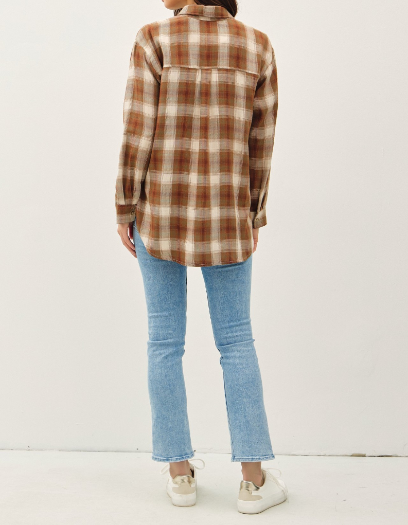 Blusa Oversized Flannel Plaid Brown – foto 4