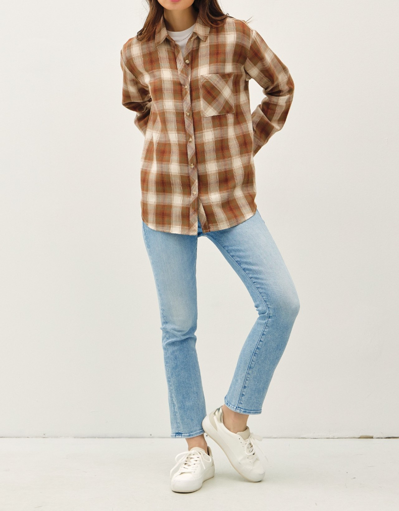 Blusa Oversized Flannel Plaid Brown – foto 5