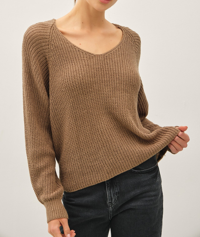 Sweater Tejido Wide Raglan Mocca