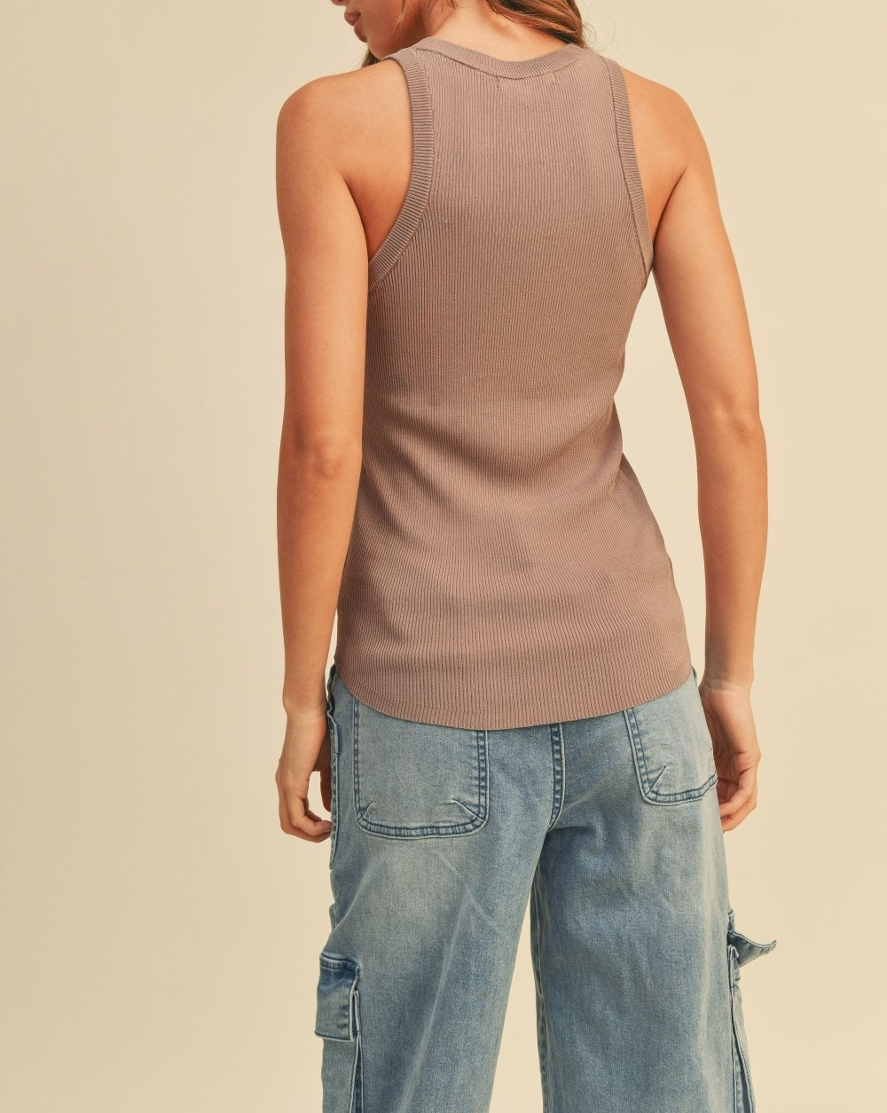 Blusa Classic Ribbed Halter Mocca – foto 2