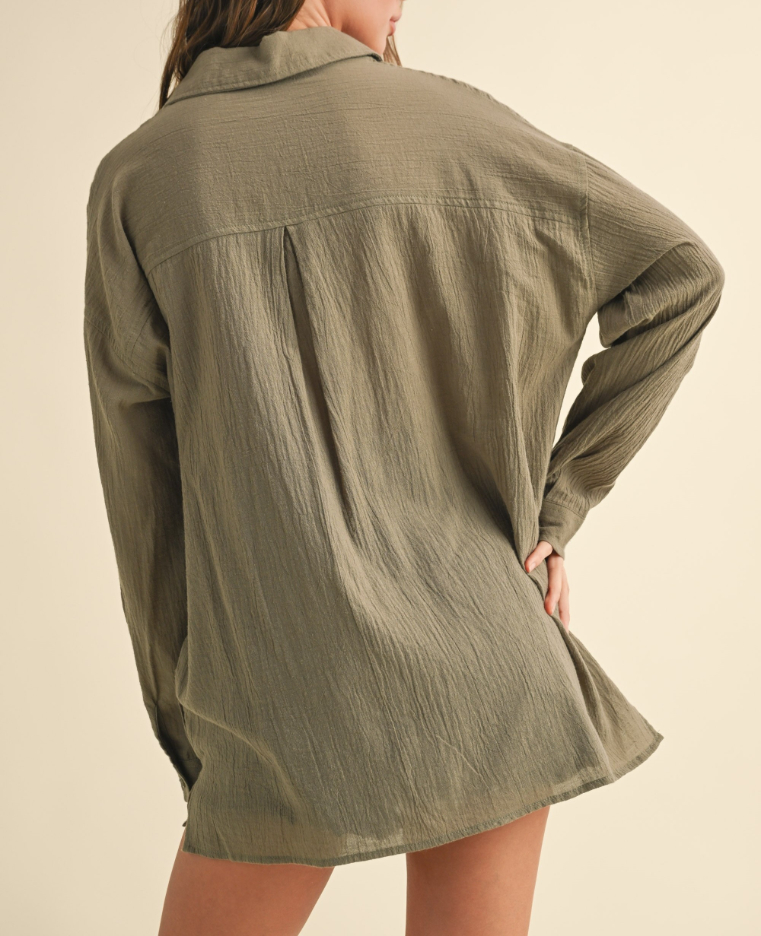 Blusa Buttondown Oversized  Olive