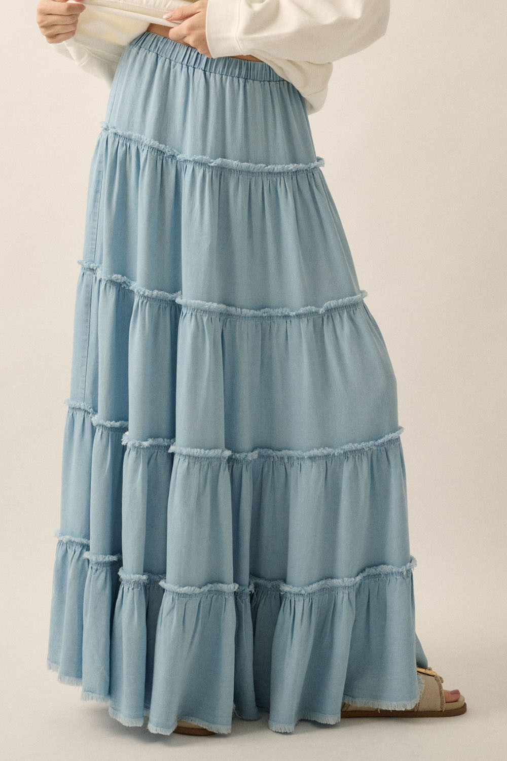 Enagua Raw-edge Tiered Ruffle Denim – foto 3