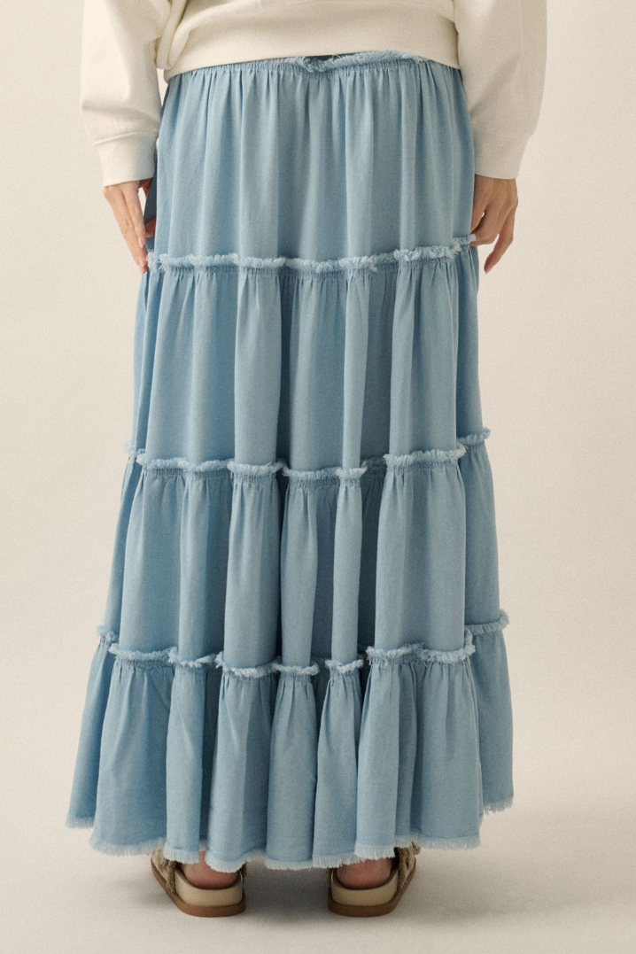Enagua Raw-edge Tiered Ruffle Denim – foto 4