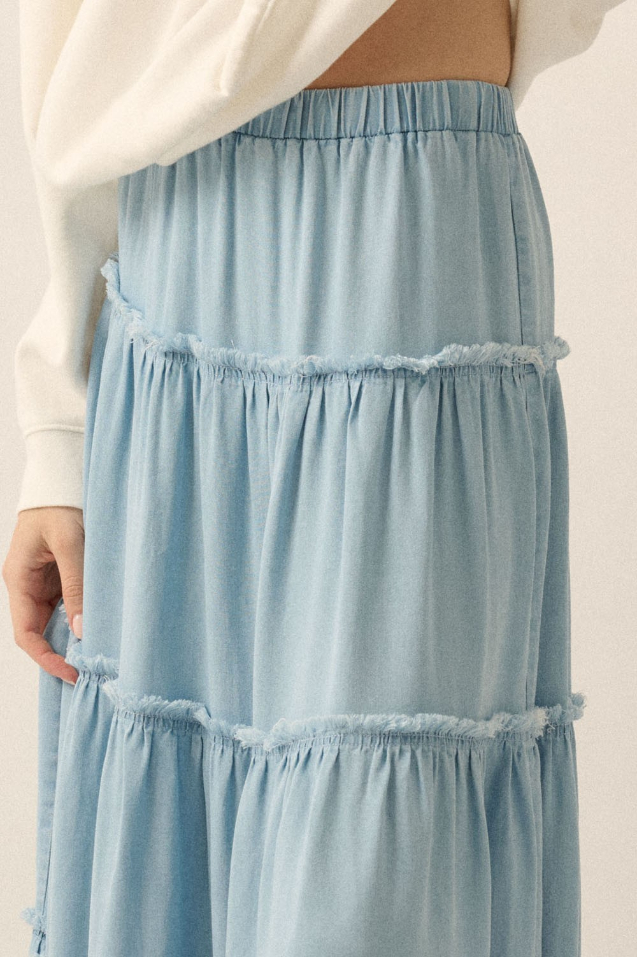 Enagua Raw-edge Tiered Ruffle Denim – foto 5