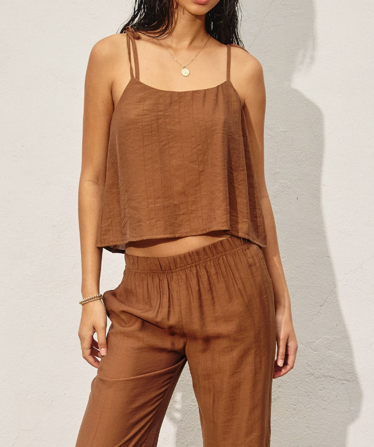 Blusa Tie Shoulder Cami Brown – foto 3