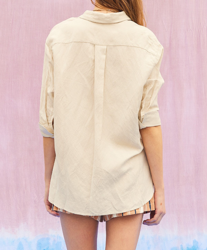 Blusa Button down Linen Wash Taupe