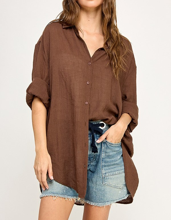 Blusa Buttondown Oversized Cocoa