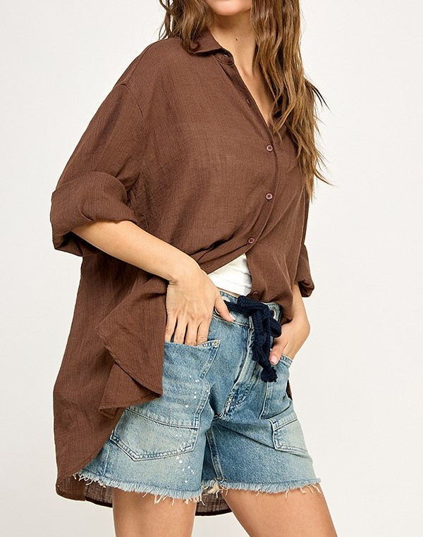 Blusa Buttondown Oversized Cocoa – foto 4