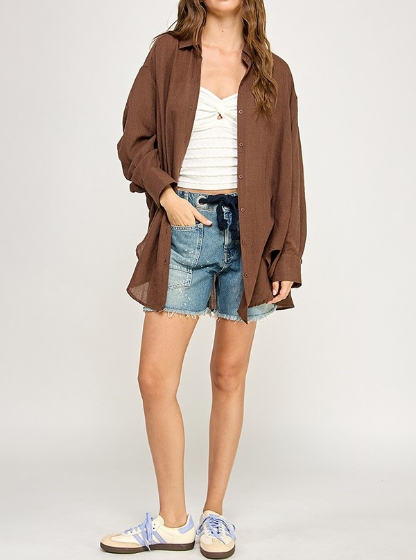 Blusa Buttondown Oversized Cocoa – foto 5