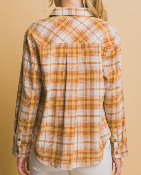 Blusa Long Plaid Buttondown Mustard