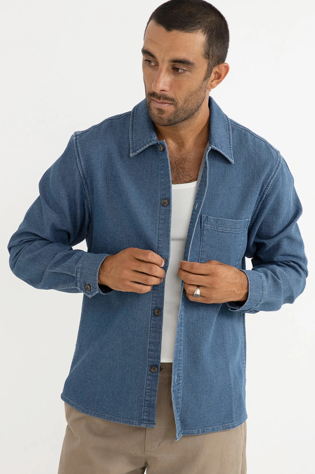 Camisa M/L Rhythm Textured Wale Washed Indigo – foto 1