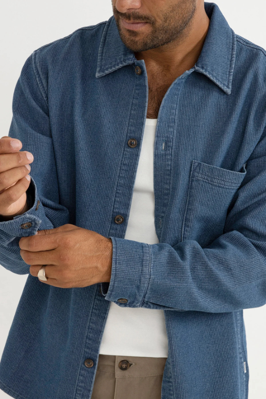 Camisa M/L Rhythm Textured Wale Washed Indigo – foto 3