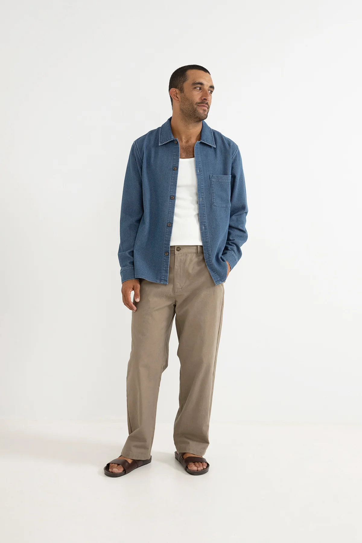 Camisa M/L Rhythm Textured Wale Washed Indigo – foto 4
