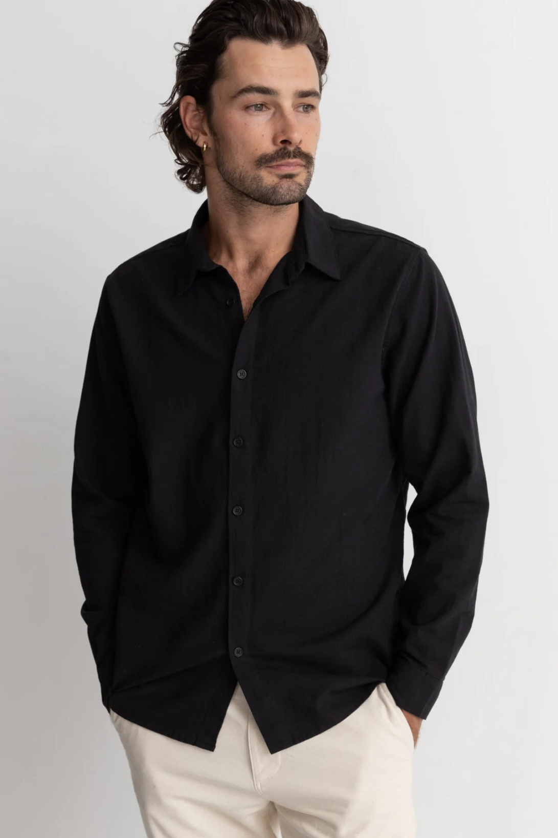 Camisa M/L Rhythm Classic Linen Vintage Black – foto 1