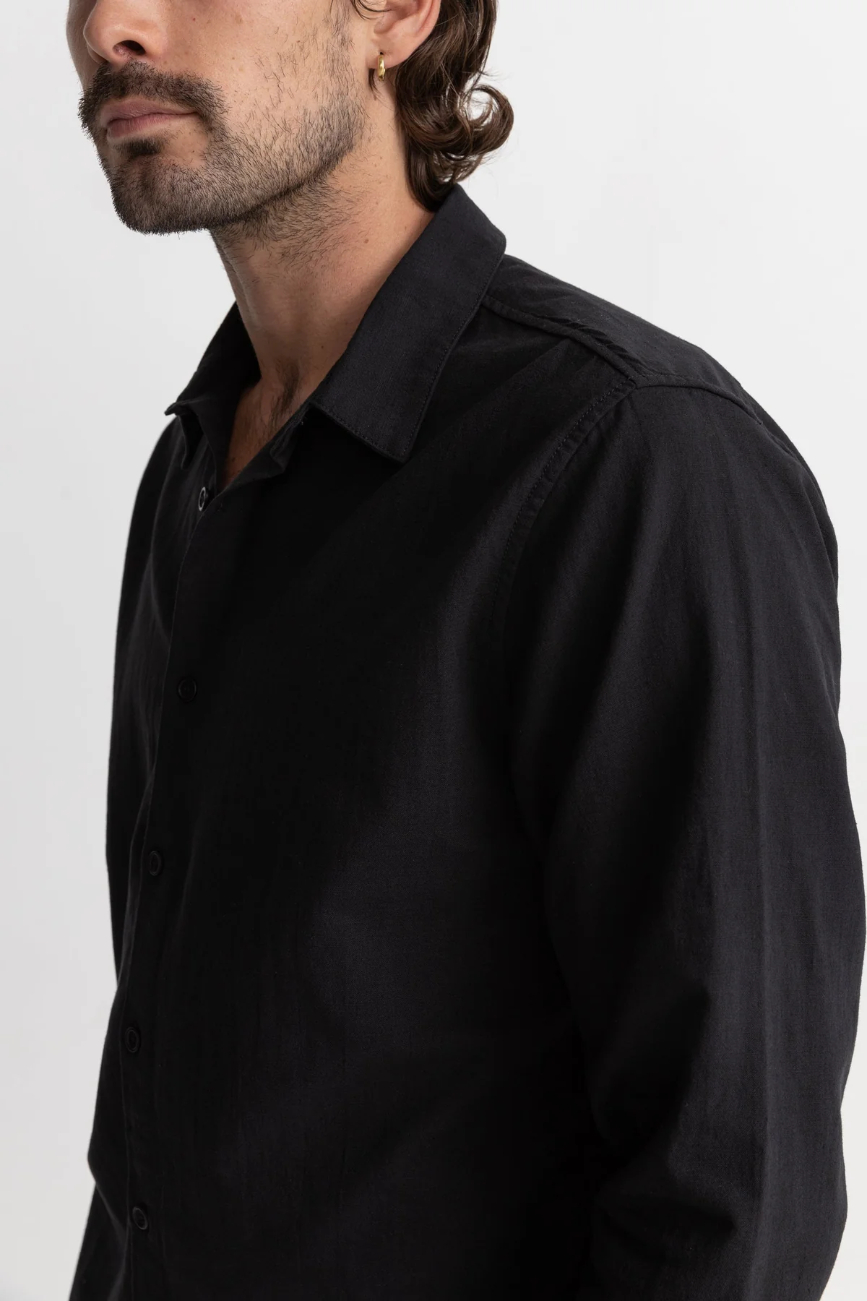 Camisa M/L Rhythm Classic Linen Vintage Black – foto 3