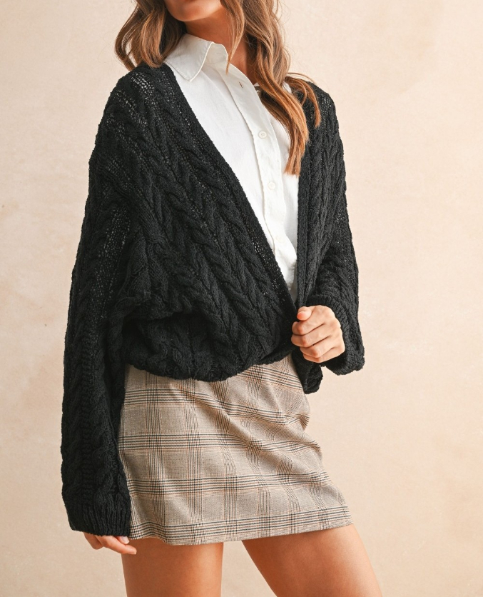Cardigan Cable Knitted Light Black – foto 3