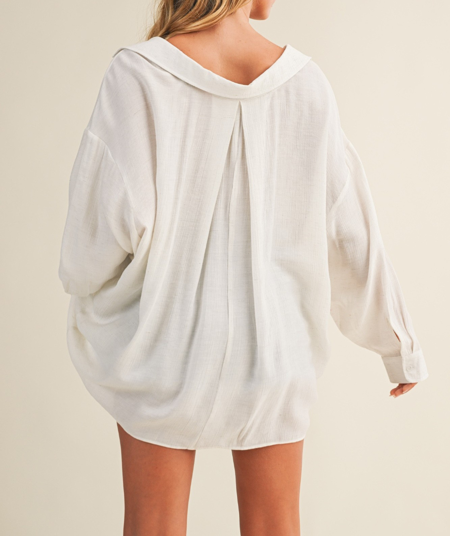 Blusa Crinkled Button Down Natural – foto 2