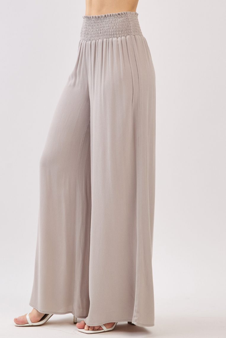 Pantalon Wide Leg Smocked Waist Cement – foto 6