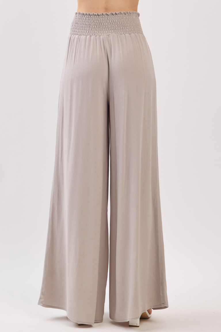 Pantalon Wide Leg Smocked Waist Cement – foto 7