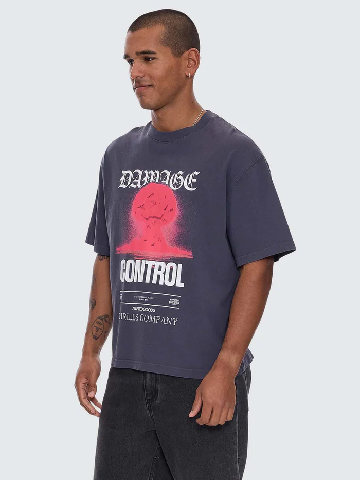 Camiseta Thrills Damage Control Box Oversize Crop Ebony – foto 3
