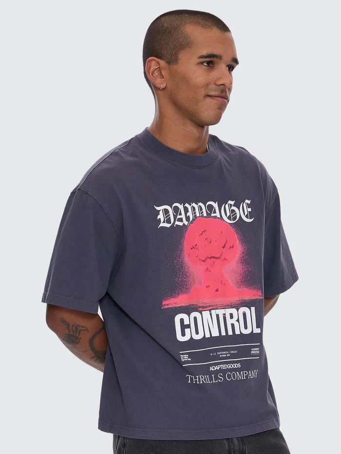 Camiseta Thrills Damage Control Box Oversize Crop Ebony – foto 4