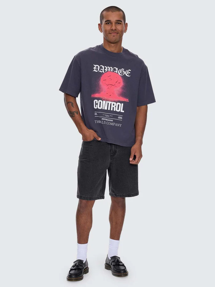 Camiseta Thrills Damage Control Box Oversize Crop Ebony – foto 5