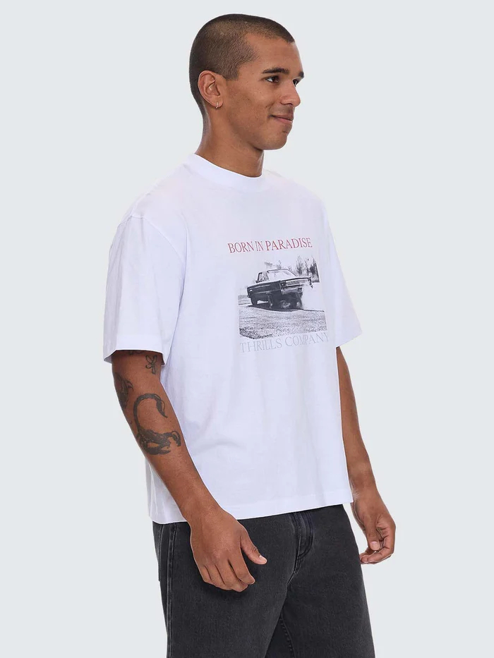 Camiseta Thrills Metal Dust Box Oversize Crop White