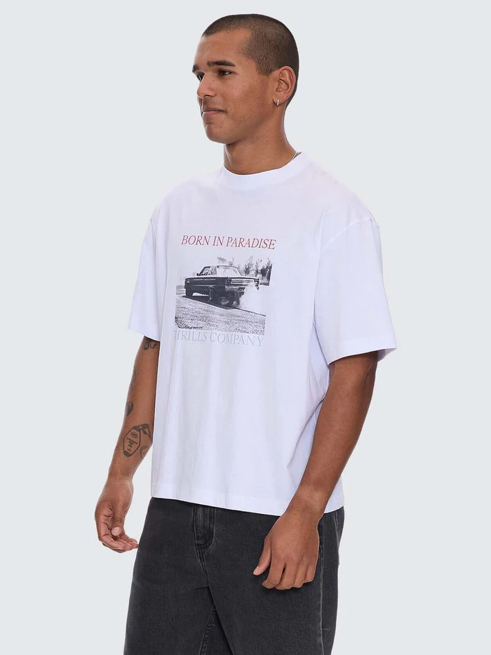 Camiseta Thrills Metal Dust Box Oversize Crop White