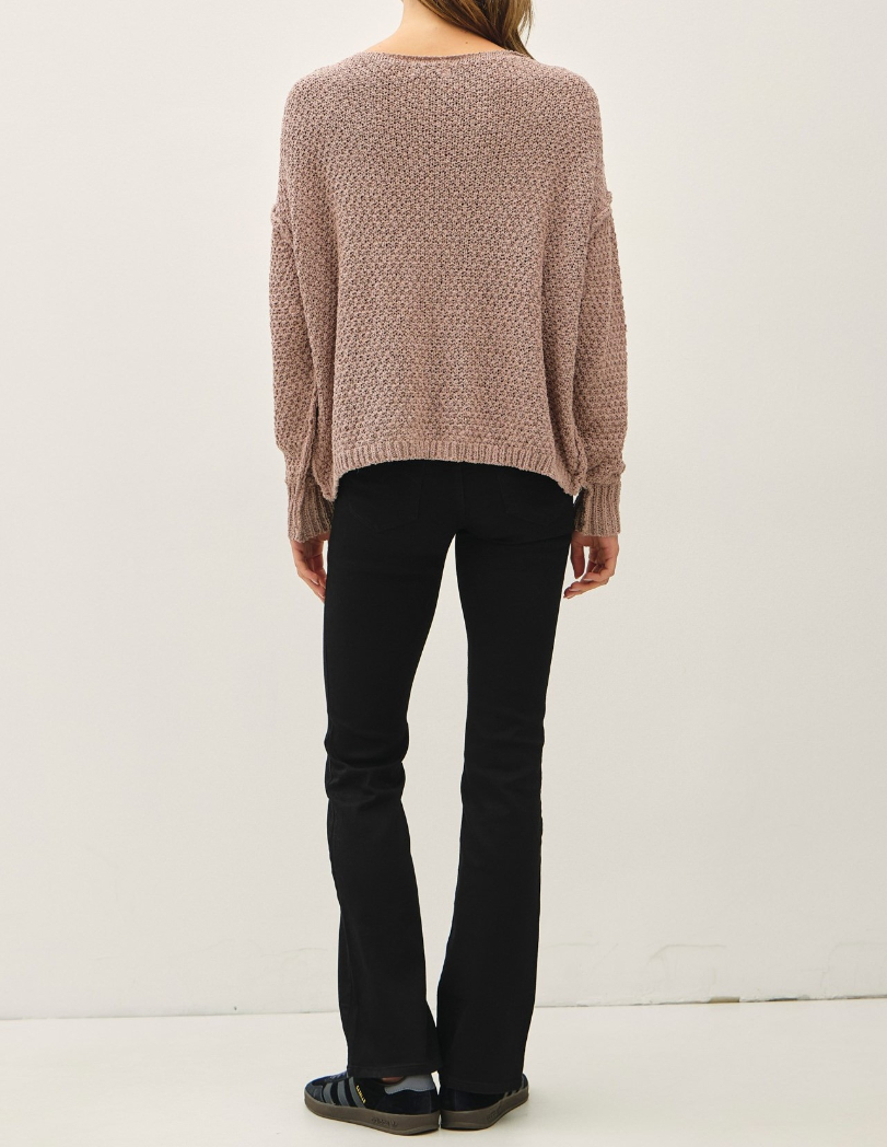 Sweater Chunky Cable Textured Knit Mocha S/M