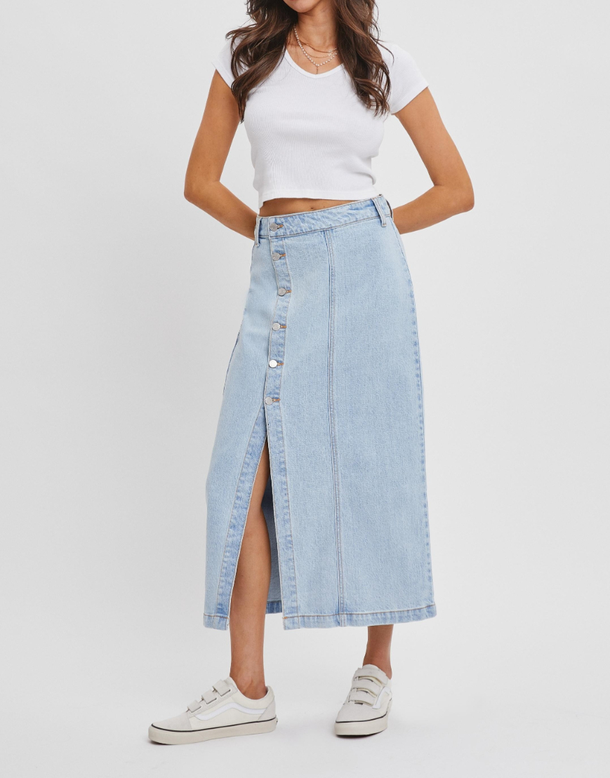 Enagua High Rise Midi Light Denim S – foto 1