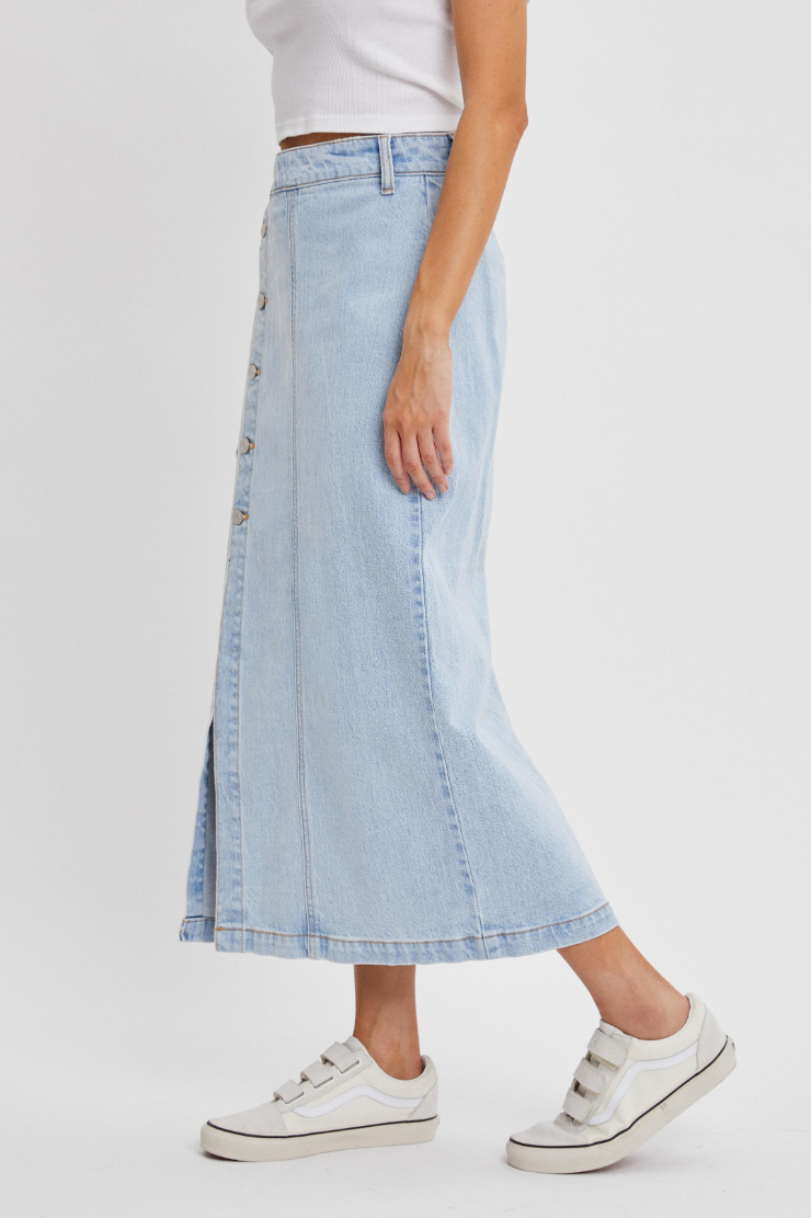 Enagua High Rise Midi Light Denim S – foto 3