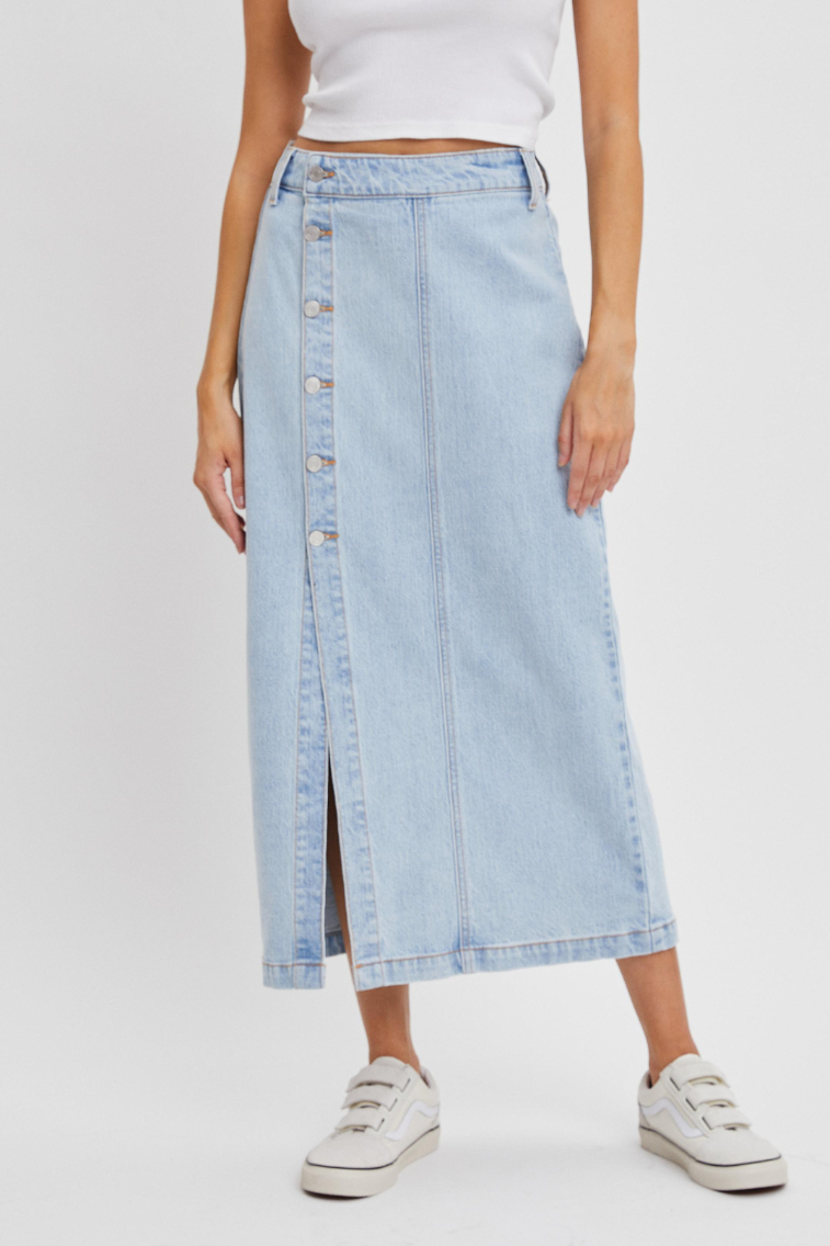 Enagua High Rise Midi Light Denim S – foto 4
