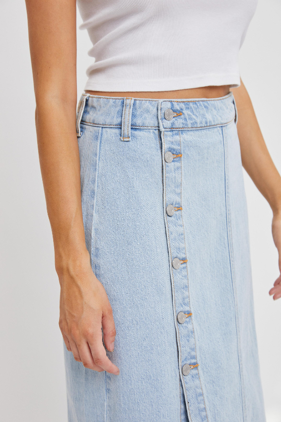 Enagua High Rise Midi Light Denim S – foto 5