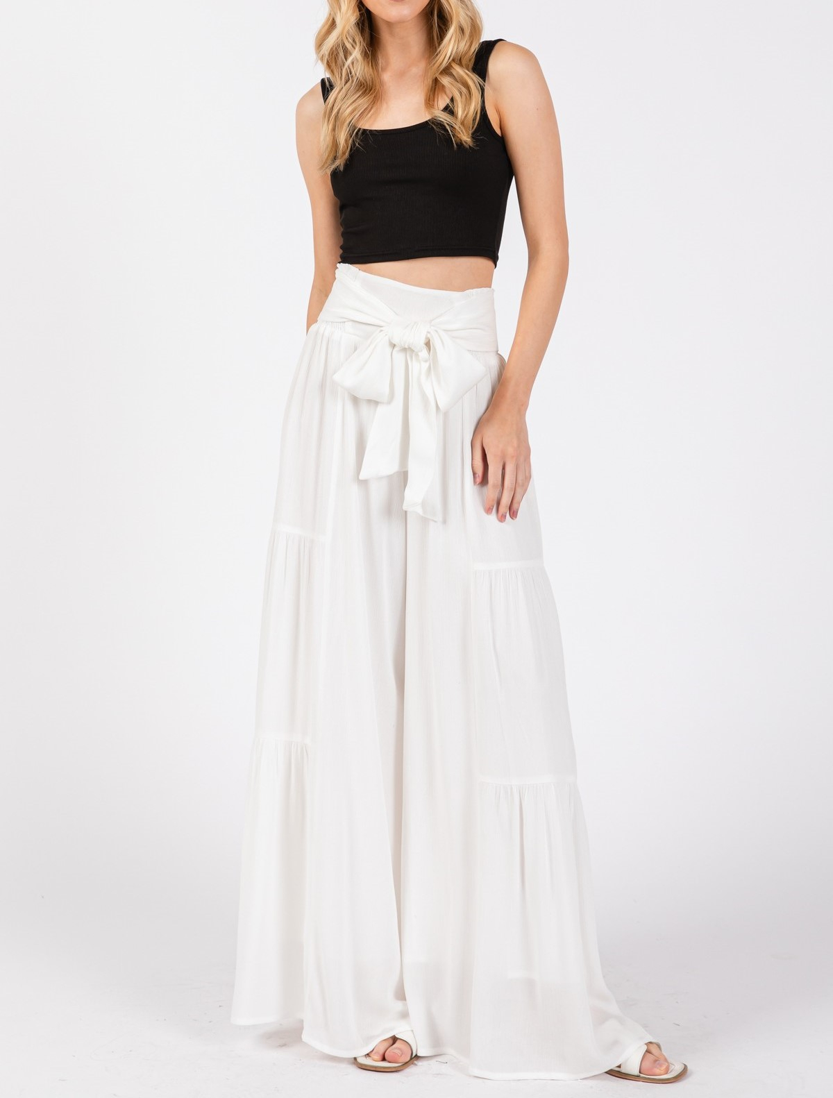 Pantalon Boho Ruffle Hemming Ivory M – foto 3