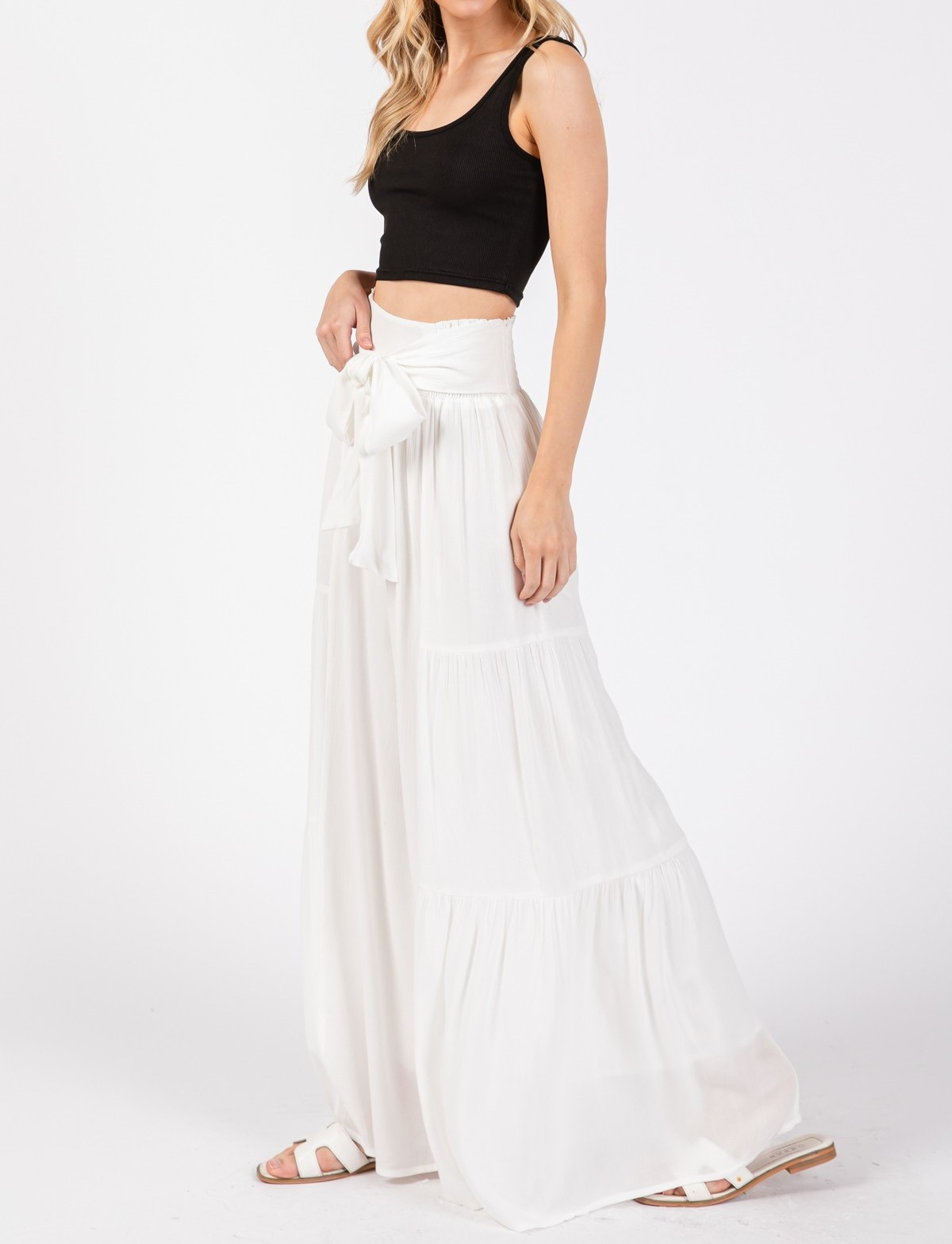 Pantalon Boho Ruffle Hemming Ivory M – foto 4