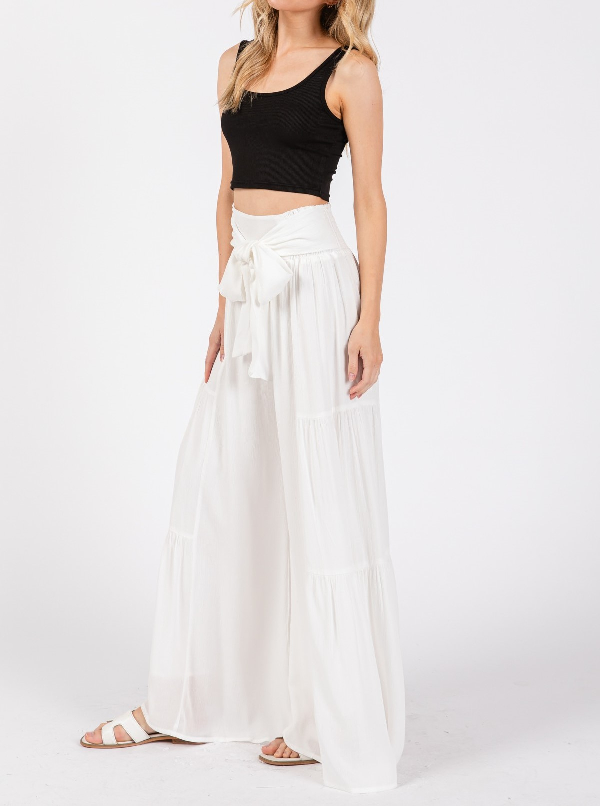 Pantalon Boho Ruffle Hemming Ivory M – foto 5
