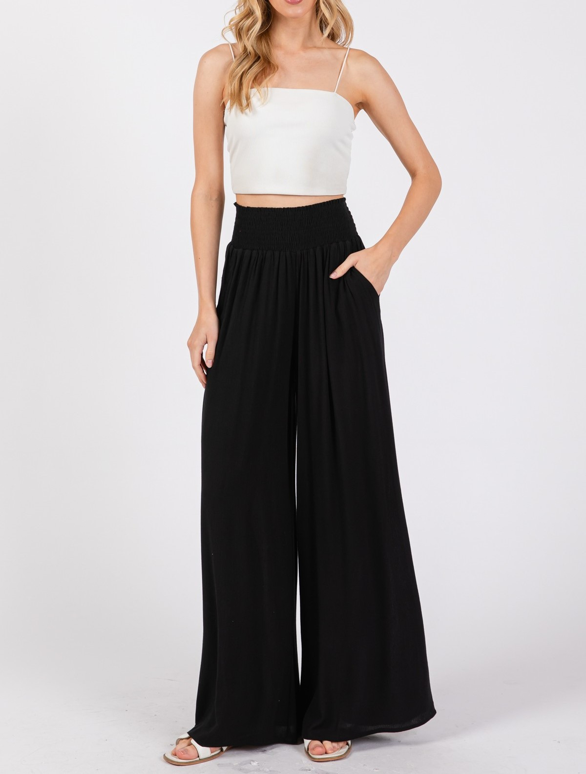 Pantalon Smocked Waist Black S
