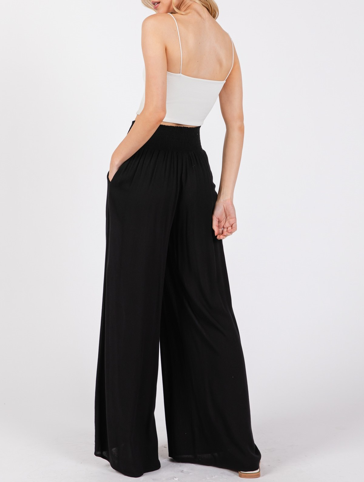 Pantalon Smocked Waist Black S