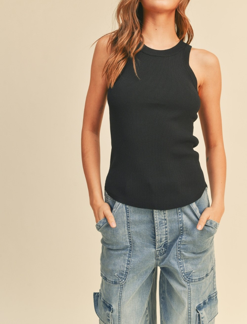 Blusa Ribbed Halter Black S – foto 1