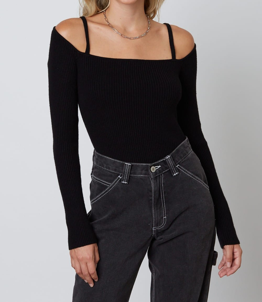 Blusa Open Shoulder Long Sleeve Black – foto 1