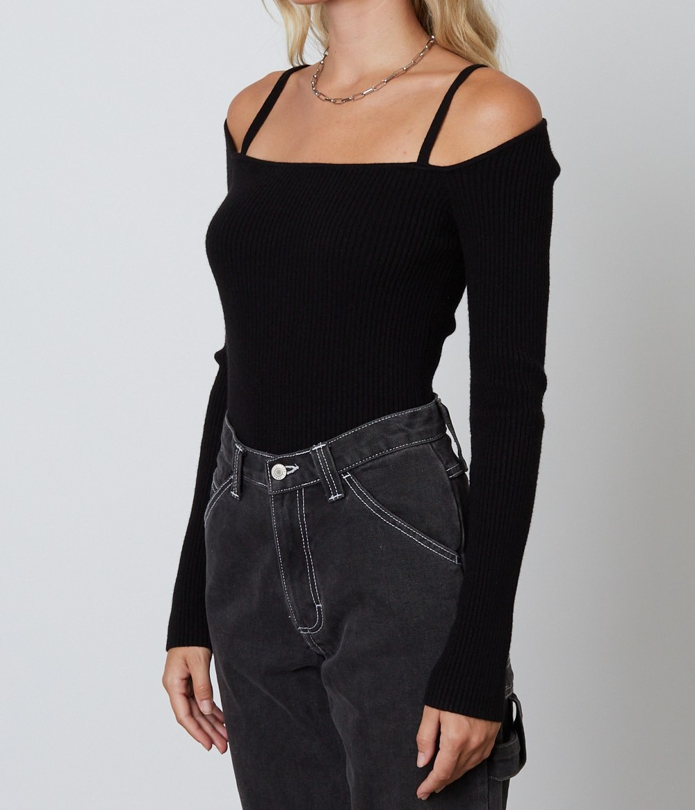 Blusa Open Shoulder Long Sleeve Black – foto 3
