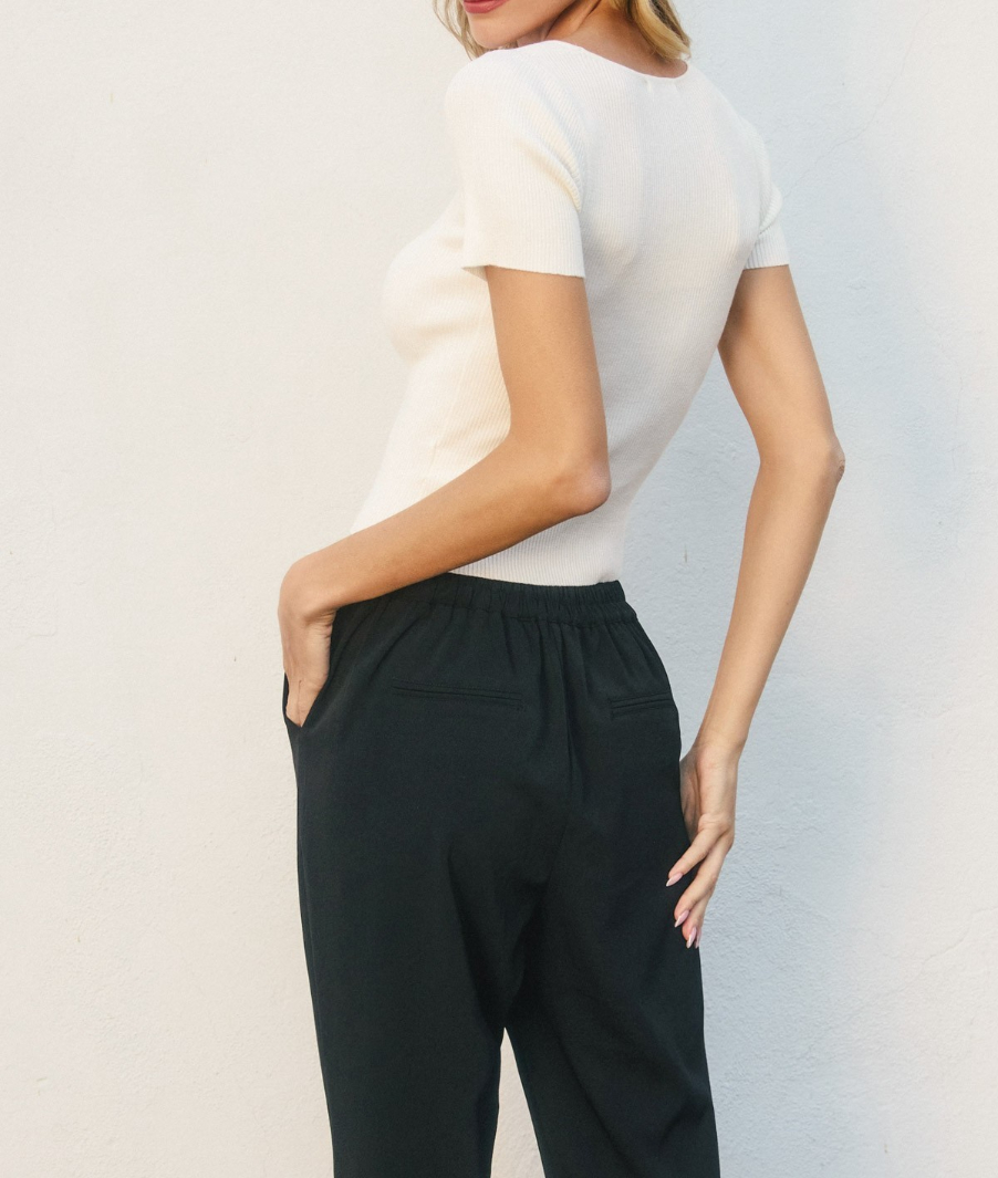 Blusa Ribbed Square Neck Ivory – foto 2